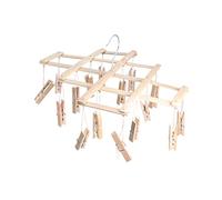 Cabilock Bamboo Clothes Drying Rack Swivel Hooks Sock and Underwear Hanger Multi-clip Bamboo Hanging Drying Rack for Efficient Use