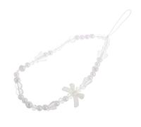 Cabilock Beaded Phone Lanyard for Women with Butterfly Charm Versatile Plastic and Pearl Bow Fashionable White Mobile Chain for Phone Case Key Ring Decoration