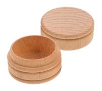 Cabilock Beechwood Tooth Keepsake Box, Small Round Fetal Hair and First Tooth Storage Container, 5X3.5Cm Wooden Trinket Holder for Nursery
