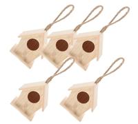 Cabilock Bird Nesting Box and Simulated Bird's Nest Decoration 5pcs with Realistic Look Mini Wooden Artificial Bird House Garden Decoration for Photo Background Props and Party Favor