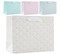 Cabilock Birthday Party Bags 4Pcs Foldable Lightweight Present Bags in Mint Green and Light Gray for Parties and Celebrations