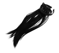 Cabilock Black Braided Headband Wig with Invisible Clips Natural Black Straight Hair Topper with Bangs for Women Easy Wear Volume Booster for Parties and Thinning Hair Coverage