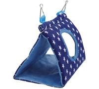 Cabilock Blue Cotton Plush Bird Hammock Nest for Cockatiels and Larks, Breathable Supple Hut Style Hanging Bird House Suitable for Windows Fence and Bedside Use
