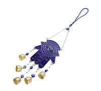 Cabilock Blue Evil Eye Car Hanging Ornament with Hand Shaped Bell Easy to Install Rearview Mirror Charm Sturdy Blue Car Jewelry Accessory for Interior Decoration and Lucky Protection