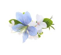 Cabilock Blue Floral Bridal Hair Comb for Beach Wedding and Vacations, Elegant Metal and Fabric Side Comb with Quick Styling Solution and Vibrant Colour Preservation for Brides