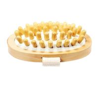 Cabilock Body Bathing Massage Brush No Handle Compact Wood Color Rubber Material Skin Relaxing for Men Women Easy Storage Bath Shower Use