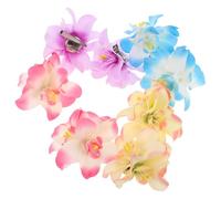 Cabilock Bohemian Orchid Flower Hair Clips 8pcs Set with Dual-Color Blue, Purple, Rose Red, and Pink - Artificial Floral Barrettes for Beach Vacation, Hawaiian Party, and Women’s Hair