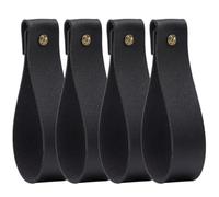 Cabilock Bohemian Style Wall Mounted PU Curtain Rod Holders and Hooks for Bathroom, Kitchen, and Bedroom, Multi-Functional Curtain and Towel Strap Holders, Set of 4