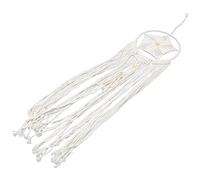 Cabilock Bohemian Wall Art Tassel Tapestry Small Woven Macrame Wall Hanging Beige Cotton Room and Bedroom Decor