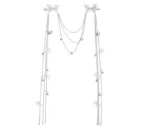 Cabilock Boho Butterfly Rhinestone Headpiece for Women Silver Alloy Crystal Face Chain Jewelry with Tassel, Enhances Stage Presence and Dance Dynamics for Ethnic Cultural Shows