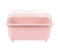 Cabilock Box Dish Rack Dish Holder Bottles Drain Spoon Holder Countertop Kitchen Drainer Milk Bottle Drainer Clamshell with Cover Plastic Pink Dinner Plate