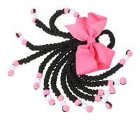 Cabilock Braided Ponytail Hair Extension with Beads Large Bowknot Synthetic Braided Wig Ponytail for African Children Boys and Girls Hair Decoration Replacement Hairpiece