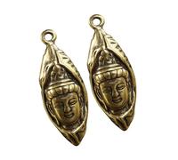 Cabilock Brass Buddha Leaf Pendant Keychain Charms Set for Diy Jewelry Making, Vintage Household Accessories for Crafting and Key Rings, 2 Pieces