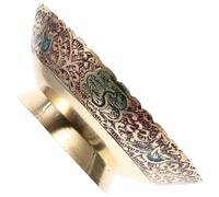 Cabilock Brass Buddhist Offering Plate Hand-Painted Red Decorative Fruit Tray Pedestal Bowl for Altar Worship and Religious Tribute Home Décor