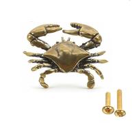 Cabilock Brass Cabinet Door Handle Crab Shape Antique Brass Drawer Pulls for Kitchen Cupboards and Bedroom Furniture Nautical Style Cabinet Knobs 1 Piece 1.9 Inch