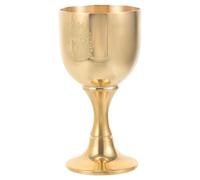 Cabilock Brass Craft Altar Chalice Pentagram and Tree of Life Engraving, Golden High Footed Offering Cup for Wicca Rituals and Tarot Decor, Metal Decorative Goblet for Spiritual Ceremony