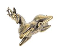 Cabilock Brass Deer Statue Reindeer Sitting Elk Sculpture Animal Decor For Desktop Holiday Bookshelf Tea Pet Decoration Tv Cabinet Bedroom Bathroom Display