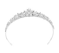 Cabilock Bridal Tiara Crown with Rhinestone Bling Versatile Wedding and Birthday Headband for Women Baroque Style Silver White Crystal Hair Accessory for Parties Proms and Formal Events