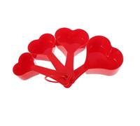 Cabilock Bright Red Heart Shaped Measuring Spoons Set Plastic Ergonomic Handles Nesting Design for Baking Cooking Sugar Powder Tea Holiday Weddings Kitchen Use Random Color