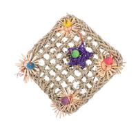 Cabilock Brown Grass Five-pointed Star Bird Hanging Net for Small Birds and Cockatiels, Promotes Chewing and Fun, for Pet Home Decor and Playground Use Random Color