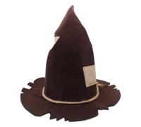 Cabilock Brown Non-woven Halloween Scarecrow Hat with Unique Patch Design, Comfortable and Breathable Vintage Witch Wizard Hat for Women, for Outdoor Events and Annual Halloween