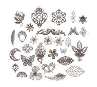 Cabilock Butterfly and Flower Pendants Iron Charms Nickel Free Metal Coffee Colour with Classical Tibetan Style and Anklets for DIY Jewellery Making for Earrings Making