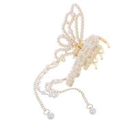 Cabilock Butterfly Hair Claw Clip Small Shark Clip Luxurious Design Elegant Aesthetic Keeps Hair in Place for Women on Formal Occasions with Pearl Embellishment Golden Alloy
