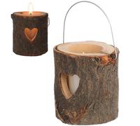 Cabilock Candle Holder Heart Wooden Tree Trunk Candle Hanging Lantern Tea Light Holder Candle Holder Romantic Candlelight Rustic Table Decoration for Lovers Couples Wedding Valentine's Day