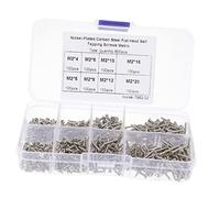 Cabilock Carbon Steel Countersunk Head Self-tapping Screws with Storage Box Silver Nickel-plated Wood Screws for Electronics Furniture and Small Repairs High Strength Fasteners