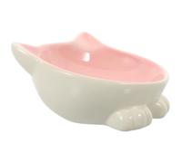 Cabilock Ceramic Cat Bowl with Neck Protection and Easy to Wash Features Unique Pink Cat Ear Design Contemporary Style Raised Feeding Bowl and Pets