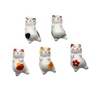 Cabilock Ceramic Cat Chopstick Holder 5pcs Chopsticks Holders Decorative Tableware Rest for Dinning