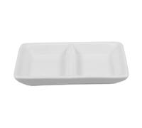Cabilock Ceramic Divided Sauce Dishes White Porcelain 2 Compartment Condiment Tray Snack Serving Plate for Dining Entertaining Sushi Soy Seasoning Bowl
