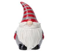 Cabilock Ceramic Gnome Cookie Jar Santa Decorative Candy Jar Christmas Food Storage Container with Airtight Lid for Biscuits Snacks Candies Holiday Party Candy Storage(6.92 X 4.68 X 4.45 Inches)