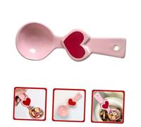 Cabilock Ceramic Long Handle Spoon with Comfortable Grip for Soup Dessert Ice Cream and Coffee Reusable Pink Heart-Shaped Korean Style Serving Spoon for Home and Restaurant Use