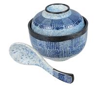 Cabilock Ceramic Miso Soup Bowl with Lid Japanese Style Ramen and Rice Bowl Small Covered Soup for Home and Restaurant Tableware