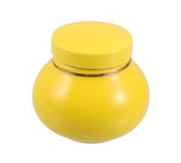 Cabilock Ceramic Tea Canister with Airtight Seal for Tea and Spices Storage Porcelain Chinese Style Jar with Lid Elegant Yellow Kitchen Storage Container to Keep Freshness