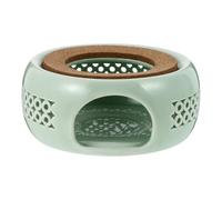 Cabilock Ceramic Tea Warmer with Candleholder Non-slip Base Fruit Scented Tea Heater for Home Use Light Green Creative Desktop Decoration Practical Heat Preservation Tool