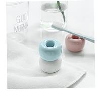 Cabilock Ceramic Toothbrush Holder Stand Set of 2 Sky Blue Antiskip Design Mini Toothbrush Holder for Bathroom Countertop