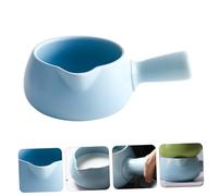 Cabilock Ceramics Milk Pot Blue Mini Ceramic Soup Pan Single Handle for Milk Noodles and Soup Easy to Clean Multipurpose Cooking Pot Gift for Home and Food Preparation