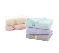 Cabilock Children’s Cotton Absorbent Towels 5pcs Set Small Embroidered Hand and Face Washcloths Soft Quick-drying Boys and Girls Towels for Baby Facial Cleansing at Home