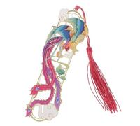 Cabilock Chinese Style Dragon Phoenix Metal Bookmark for Men Hollow Decorative Copper Book Marking Tool with Tassel Lightweight and Reading Accessory for Library Office Home Random Color
