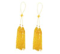 Cabilock Chinese Sword Tassels 2pcs Yellow with Striking Colour Traditional Chinese Style Cloth Decorations for Martial Arts Equipment and Taichi Swords Suitable for Training