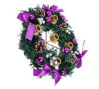 Cabilock Christmas Advent Wreath Candle Holder 5-head Metal Candlestick Stand Rustic Holiday Tabletop Decoration Purple Xmas Candlelight Holder for Seasonal Home Centerpiece