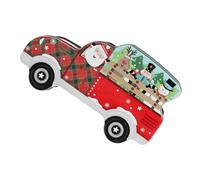 Cabilock Christmas Candy Tin Box Car-shaped Iron Cookie Storage Container Small Xmas Sweet Holder Box for Holiday Treats