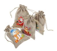 Cabilock Christmas Carrying Bag 24pcs Candy Drawstring Snacks Packing Pouch Linen Double Drawstring for Chocolates, Candies Party, Favors to Neighbor's House
