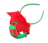 Cabilock Christmas Elf Headband Soft Clown Headwear Green Striped Xmas Hat for Women Holiday Party Supplies Comfortable Festive Accessory for Dress Up Birthdays and Themed Events