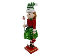 Cabilock Christmas Elf Nutcracker Statue Wooden Holiday Figurine with Vibrant Nonfading Colors for Festive Tabletop Decor and Xmas Parties Handmade Wooden Elf Doll for Indoor Decorations