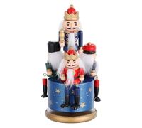 Cabilock Christmas Nutcracker Music Box Wooden Nutcracker Soldier Puppet Ornament Traditional Wood Wind up Musical Box Clockwork Craft Decor for Home Office Accents Decor, Blue