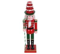 Cabilock Christmas Nutcracker Soldier Figurine 38cm Wooden Candy Nutcracker with Cake Topper and Candy Cane Design, Versatile Placement and Vivid Visual Effect for Indoor Spaces and Study