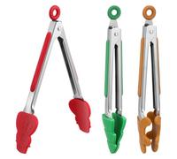 Cabilock Christmas Serving Tongs Set 3 Pack, Mini Silicone Food Grippers with Gingerbread Man &, Stainless Steel Ice Sugar Clips for Xmas Buffet Party Salad BBQ